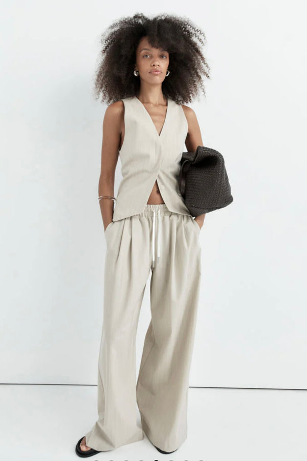 PINSTRIPE DRAWSTRING PANTS