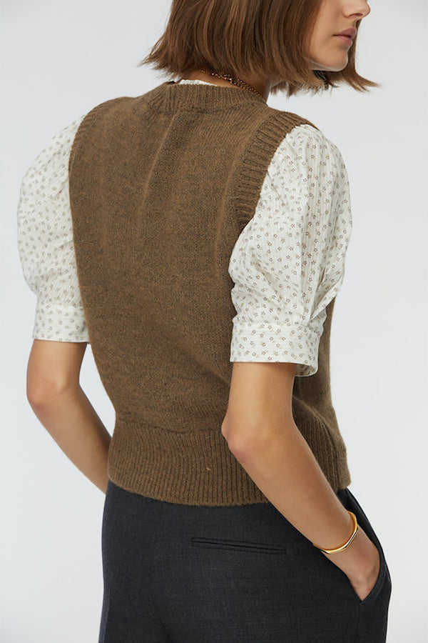 ANGUS KNIT SWEATER VEST IN WOOD