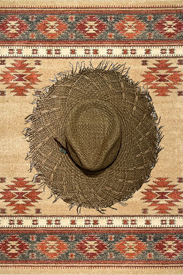 CARIBE STRAW HAT WITH TURQUOISE AND LEATHER BAND