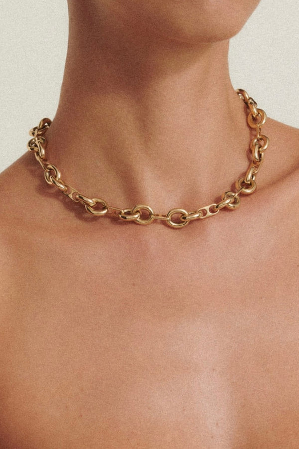 ETTORE NECKLACE W/ ROUND CRISS-CROSS LINKS