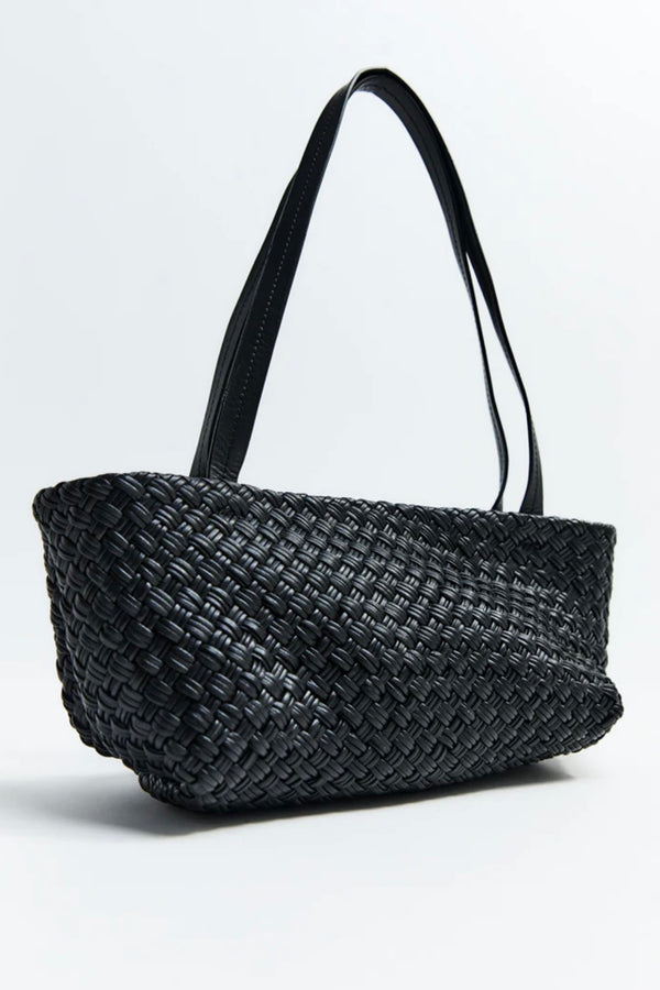 PETITE WOVEN TRAPEZE BAG