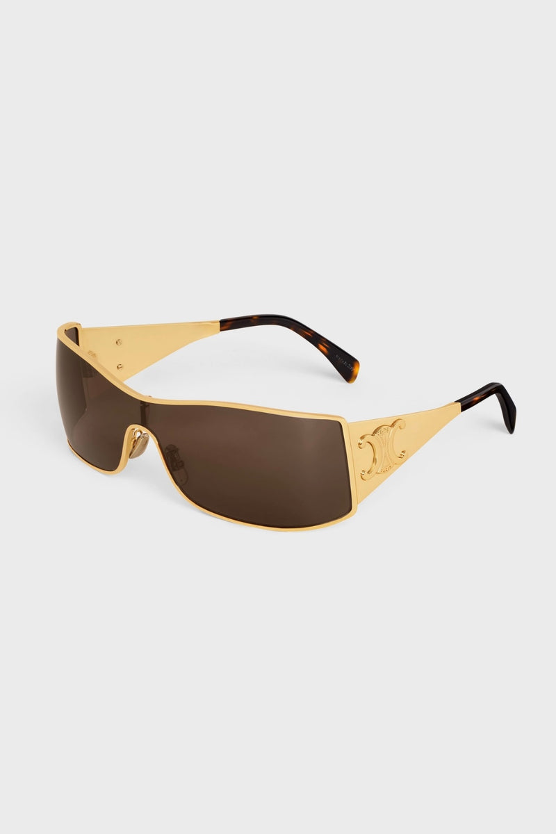 RECTANGULAR-FRAME GOLD-TONE SUNGLASSES