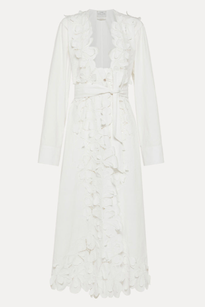 "EN FLEUR" EMBROIDERY COTTON POPLIN DRESS