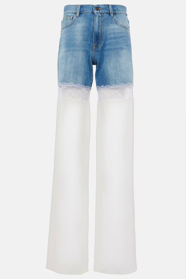 HYBRID JEANS WITH SHEER LEG