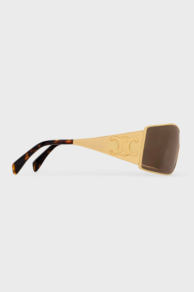 RECTANGULAR-FRAME GOLD-TONE SUNGLASSES