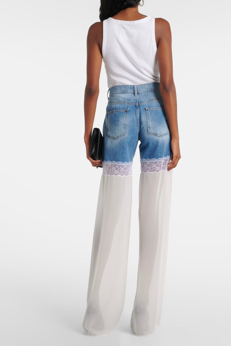 HYBRID JEANS WITH SHEER LEG