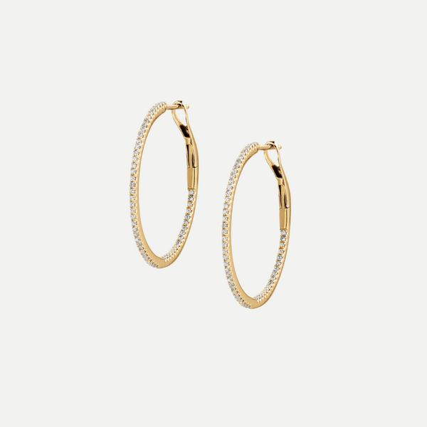 1.5 INCH DIAMOND HOOPS IN YELLOW GOLD