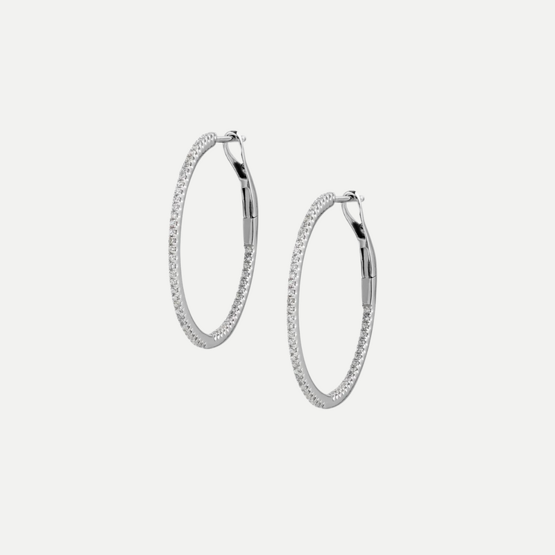 0.75 INCH DIAMOND HOOPS IN WHITE GOLD