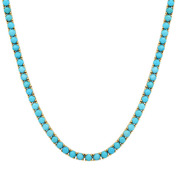 LARGE 18" 4-PRONG TURQUOISE TENNIS NECKLACE