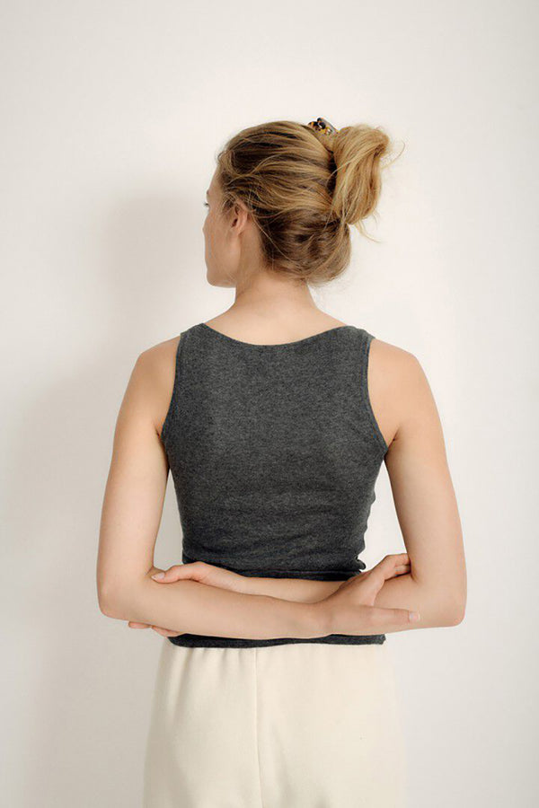 MASSACHUSETTS RIBBED TANK IN ANTHRACITE GREY