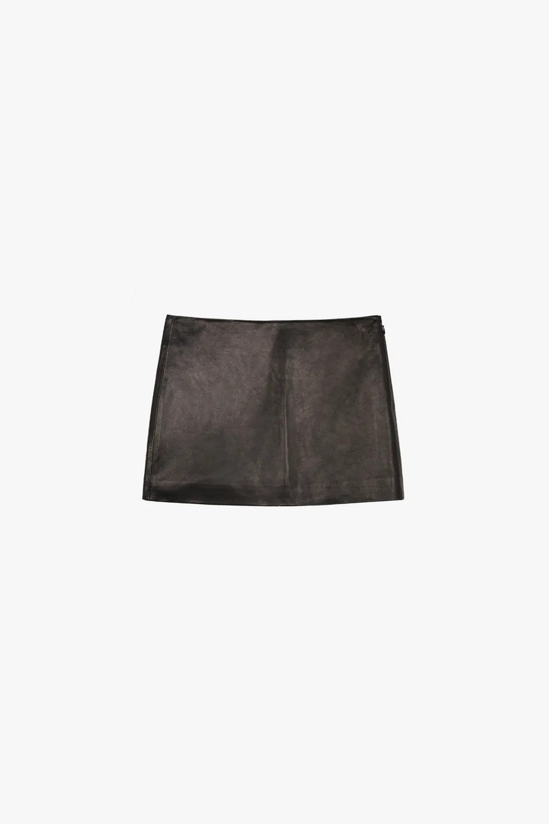 LEATHER MINI SKIRT IN BLACK