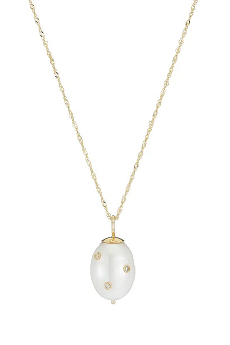 DIAMOND BAROQUE PEARL DROP PENDANT