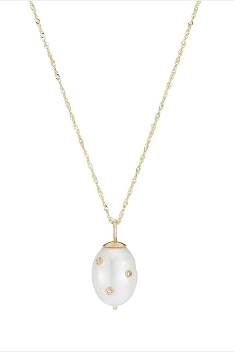 DIAMOND BAROQUE PEARL DROP PENDANT