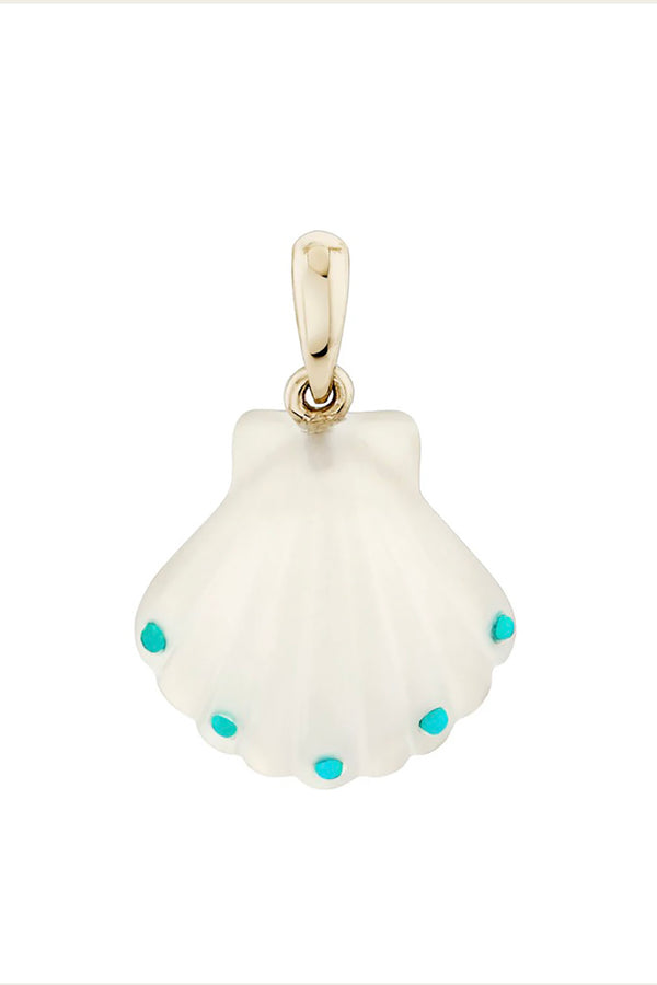 TURQUOISE AND QUARTZ SCALLOP SHELL PENDANT