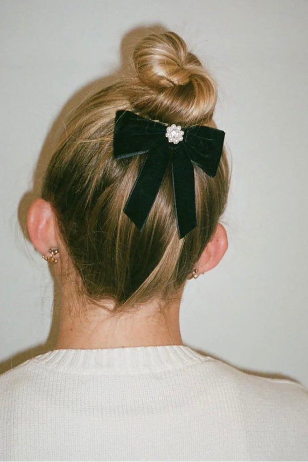 MINI ICONIC VELVET BOW BARRETTE