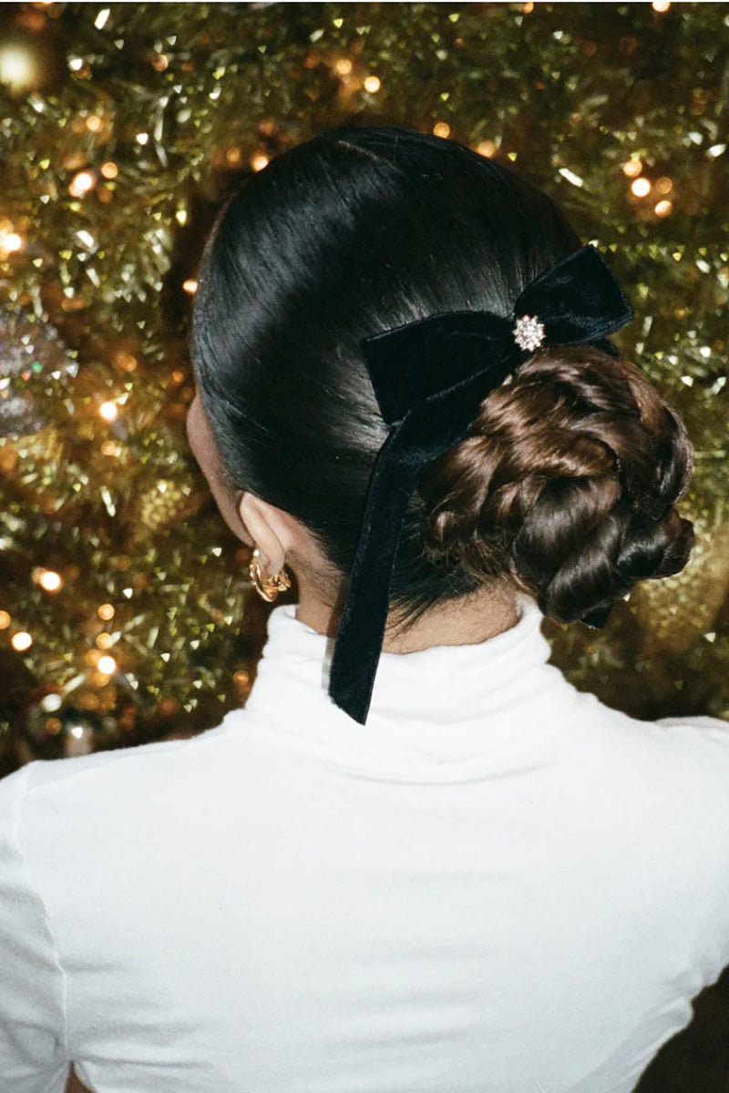 ICONIC VELVET BOW BARRETTE