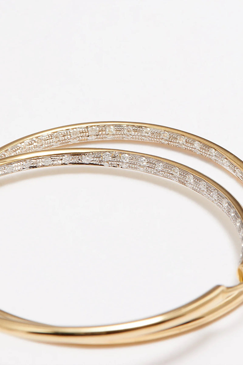 MAXI PAIR OF YELLOW GOLD AND DIAMOND HOOP EARRINGS