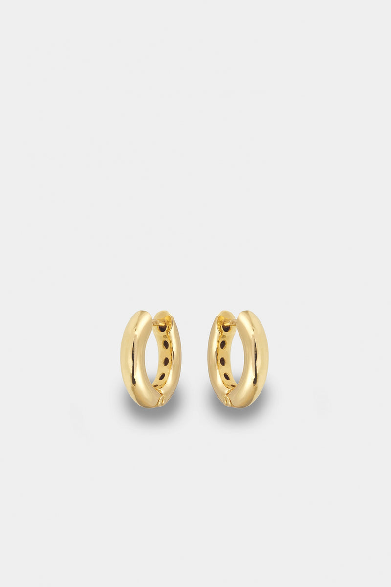PAIR OF SMOOTH YELLOW GOLD HUGGIE HOOPS