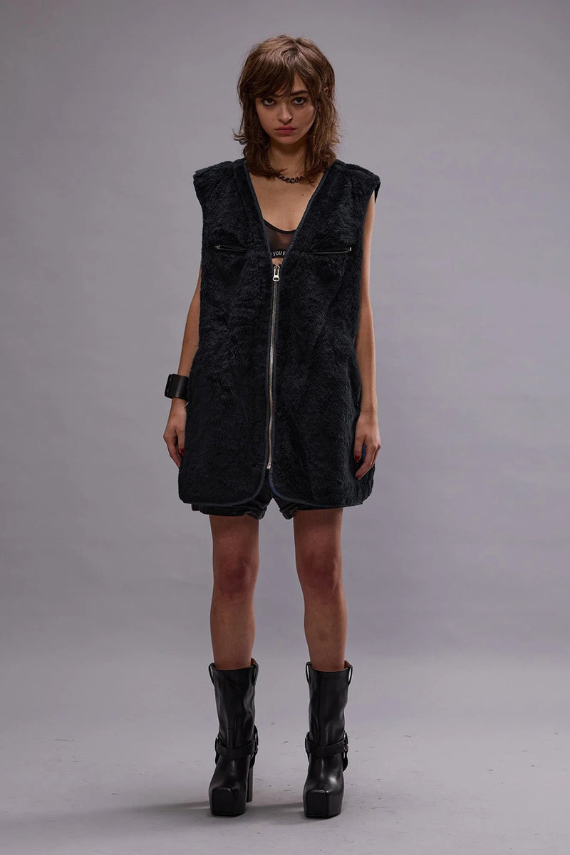 ZIPPERED FUR VEST