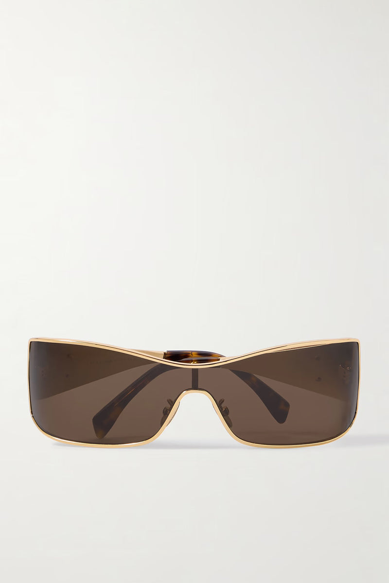 RECTANGULAR-FRAME GOLD-TONE SUNGLASSES