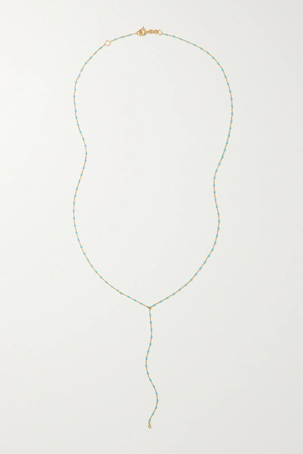 MINI GIGI Y PARTY LARIAT NECKLACE IN TURQUOISE GREEN