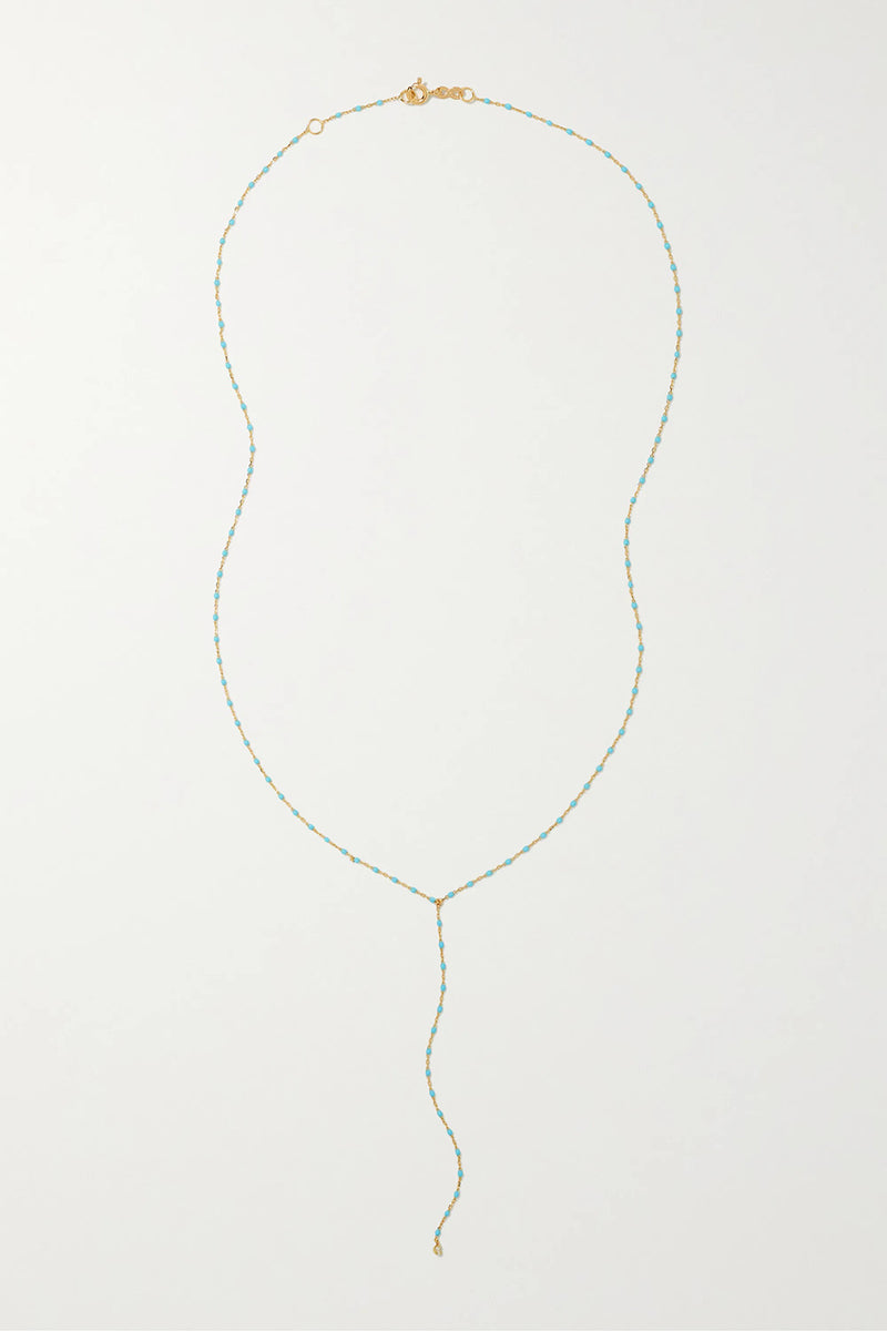 MINI GIGI Y PARTY LARIAT NECKLACE IN TURQUOISE GREEN