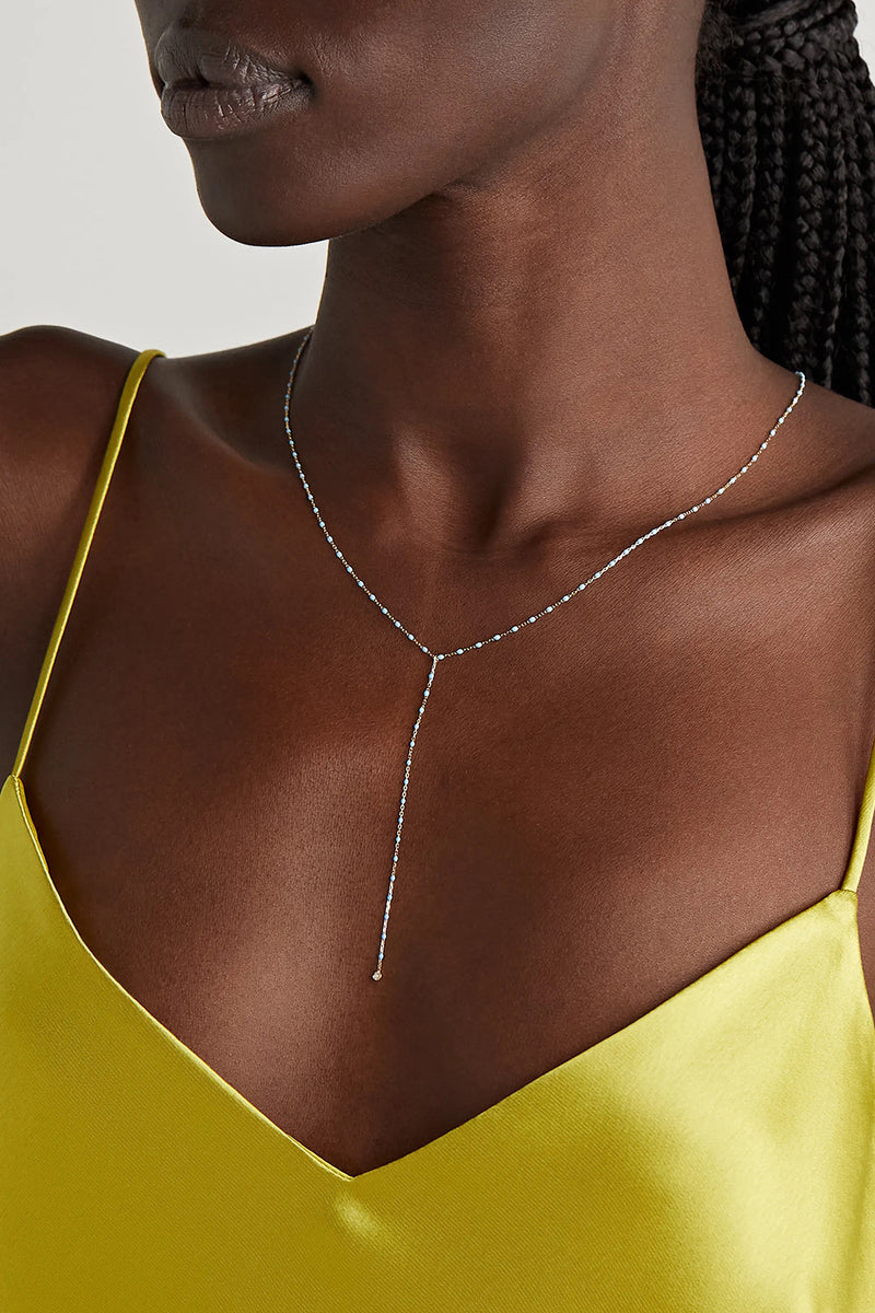 MINI GIGI Y PARTY LARIAT NECKLACE IN TURQUOISE GREEN
