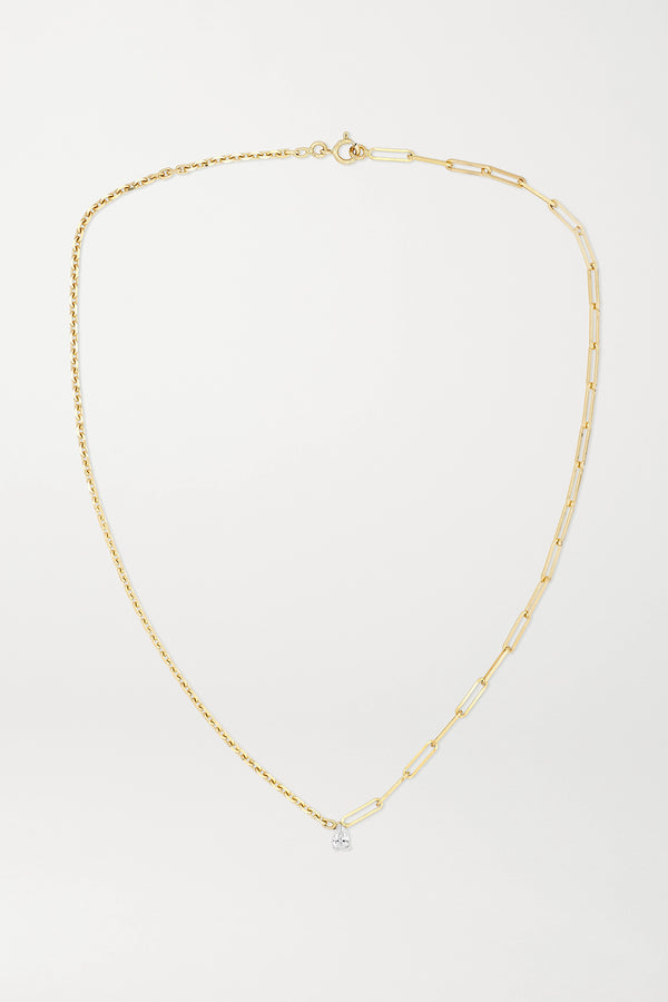 MAXI SOLITAIRE PEAR CUT 0,25C DIAMOND NECKLACE IN 18K YELLOW GOLD