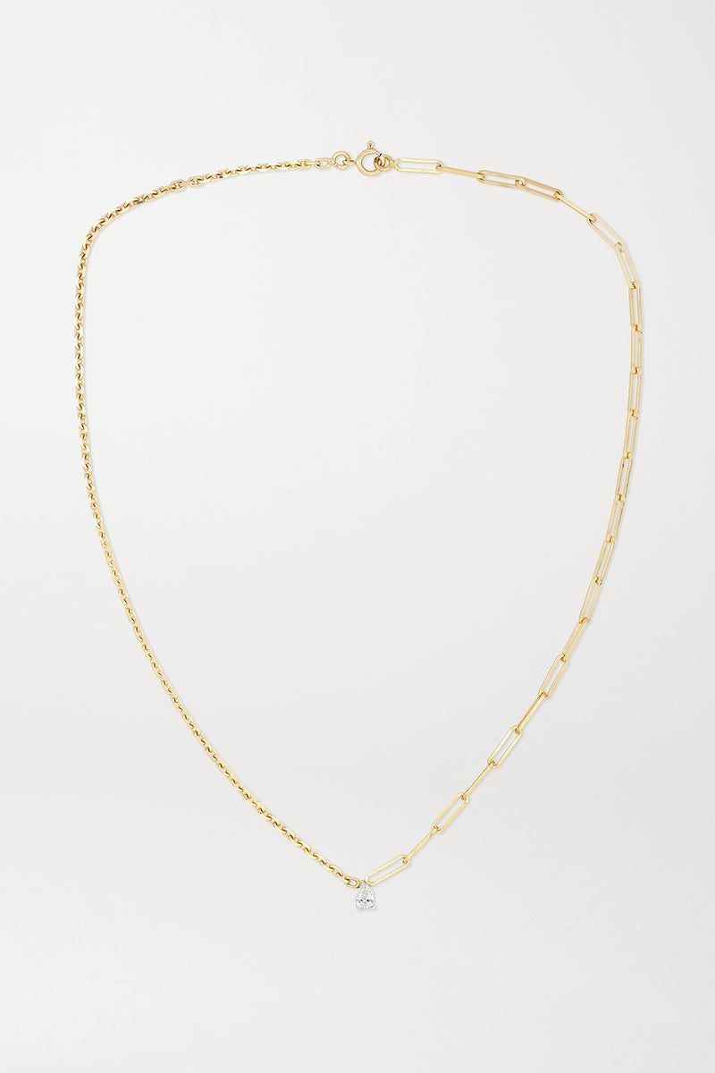 MAXI SOLITAIRE PEAR CUT 0,25C DIAMOND NECKLACE IN 18K YELLOW GOLD