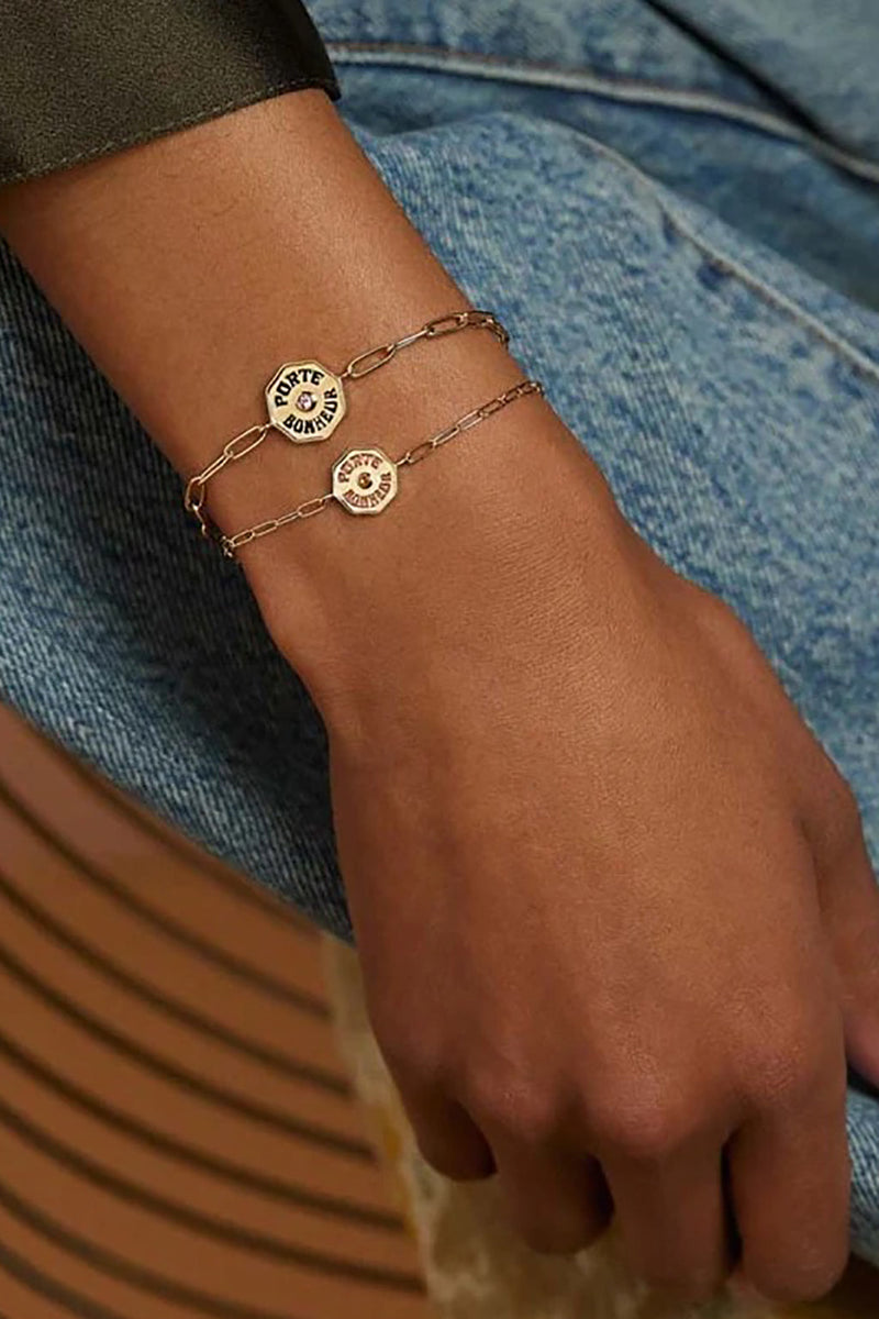 PETITE PORTE BONHEUR BRACELET IN ORANGE SAPPHIRE