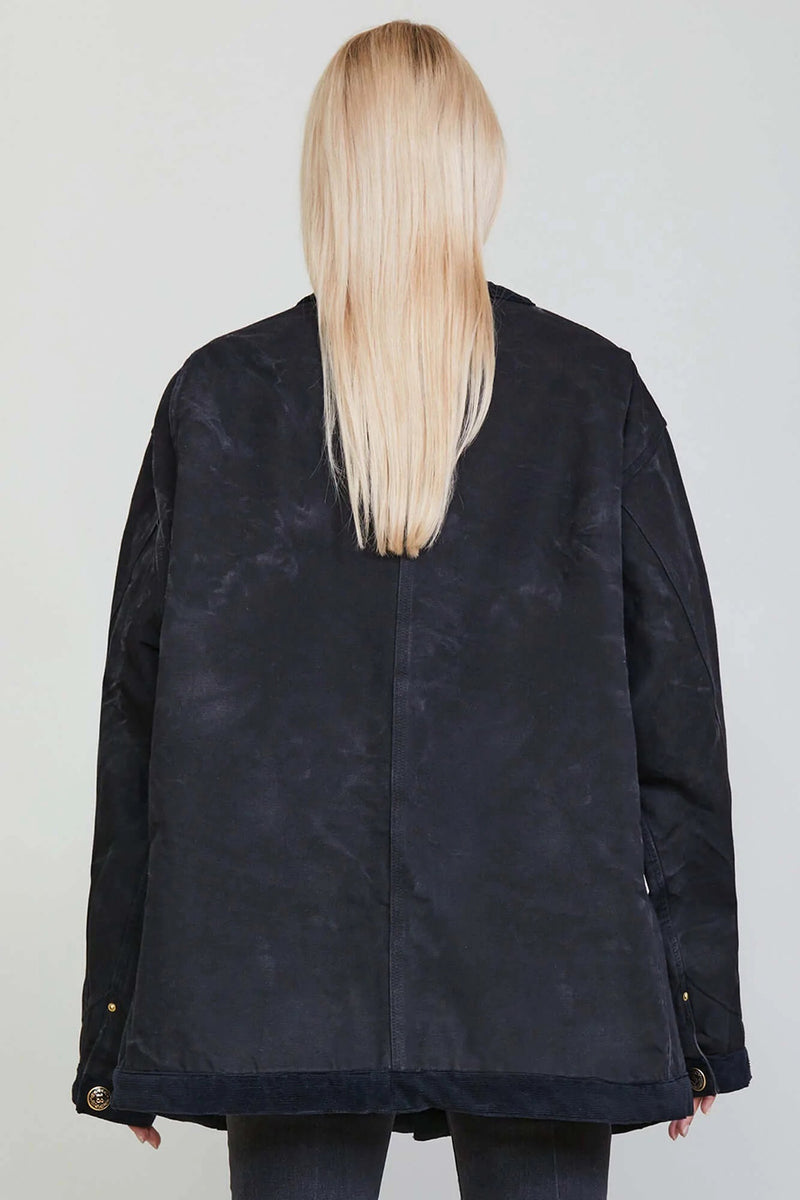 TRIMMED CHORE JACKET IN SHADOW BLACK