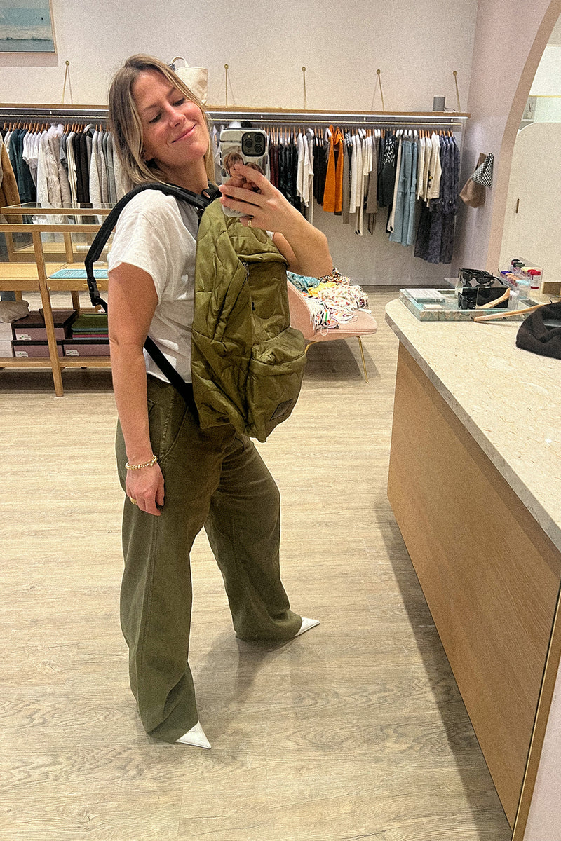 OVERSIZED LINER BACKPACK IN OLIVE SURPLUS