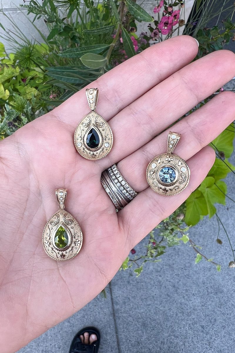 SOUTHWESTERN PEAR CHARM IN PERIDOT