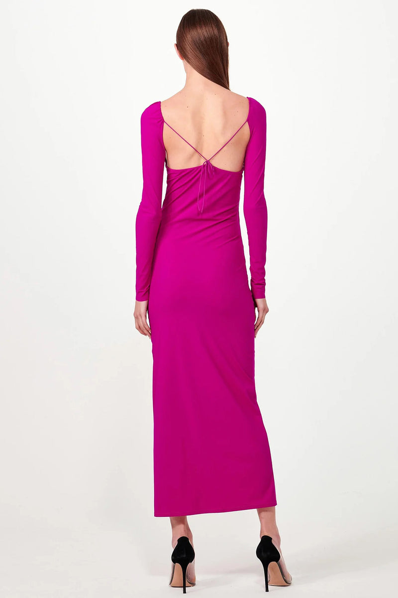 ISSAD DRESS WITH SLEEVES IN PURPLE PINK