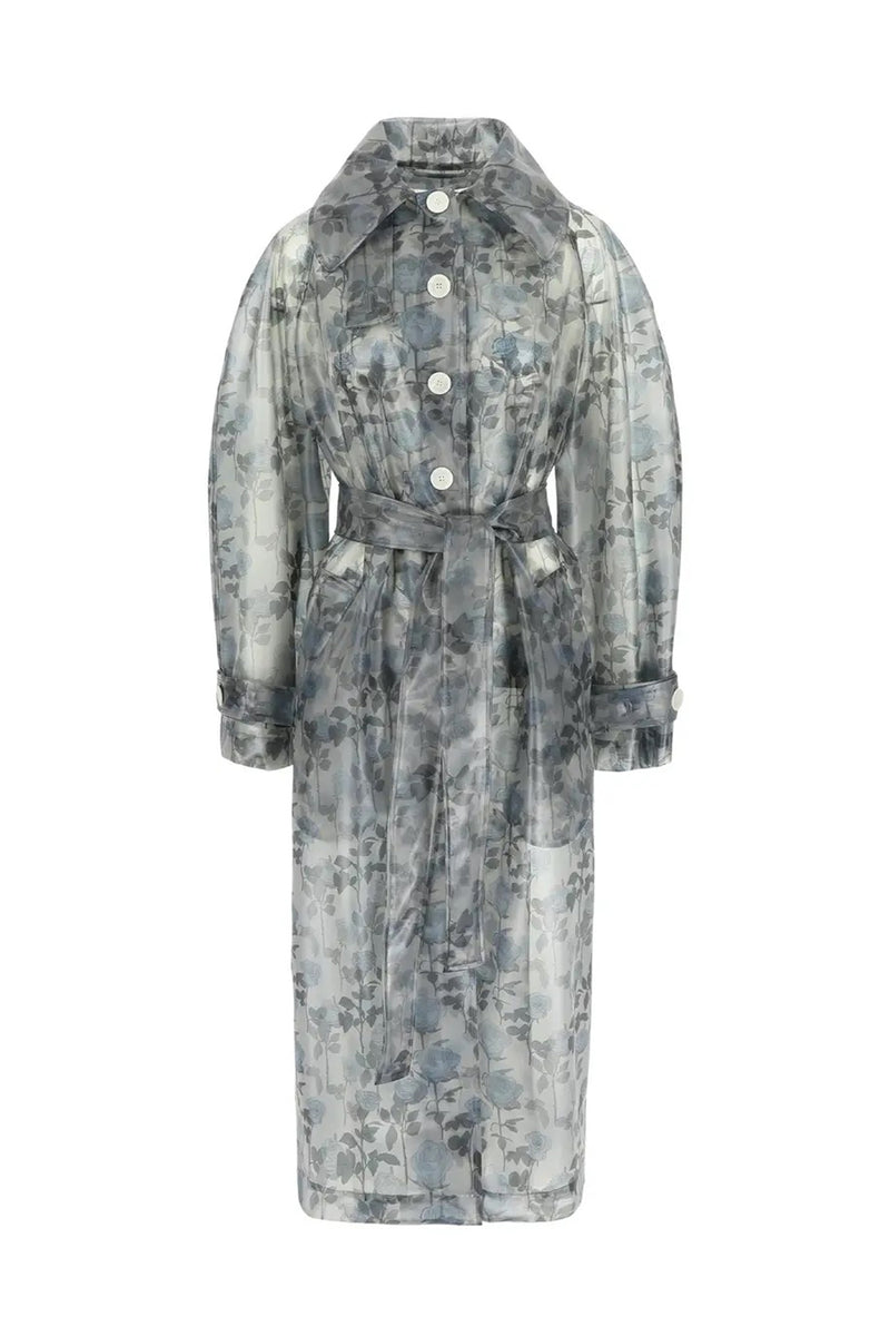 GEORGIA RAINCOAT IN MEDIUM ROMANTICS SOFT BLUE ON GREY