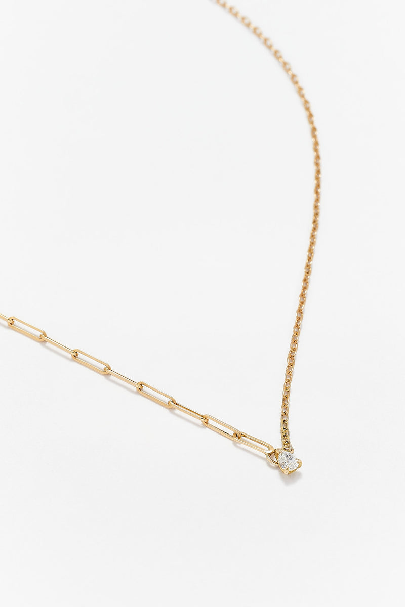 PETITE PEAR CUT SOLITAIRE 0,10C DIAMOND NECKLACE IN 18K YELLOW GOLD