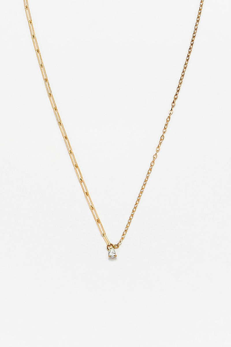 PETITE PEAR CUT SOLITAIRE 0,10C DIAMOND NECKLACE IN 18K YELLOW GOLD