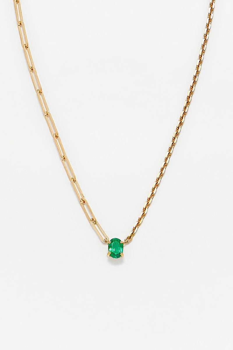 MAXI SOLITAIRE EMERALD NECKLACE IN 18K YELLOW GOLD
