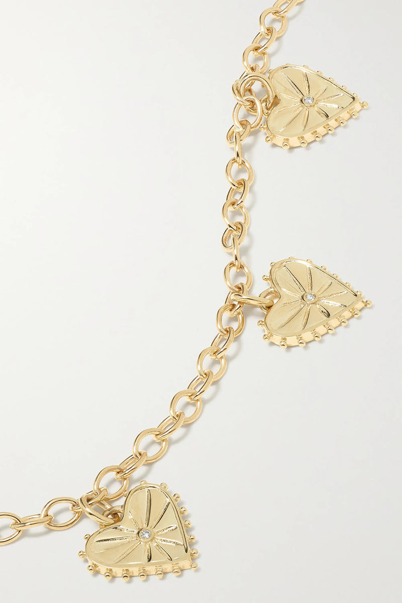 MULTI HEART ANKLET IN 18K YELLOW GOLD